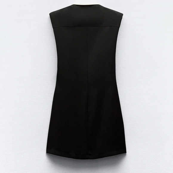ZARA SHOULDER PAD BLACK MINI DRESS NWT - Picture 7 of 9